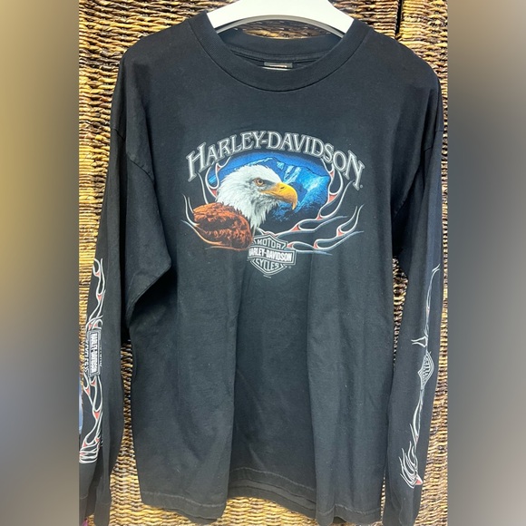 Harley-Davidson-Graceland-Black Long Sleeve Men's Shirt, XLarge, 2006, Pre-Owned - Picture 1 of 8